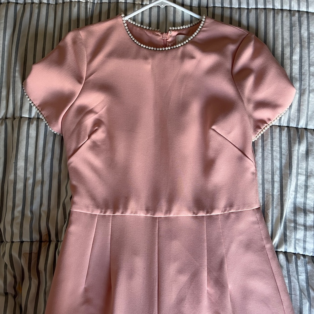 Gal Meets Glam Blush Dress with Pearl Trim
